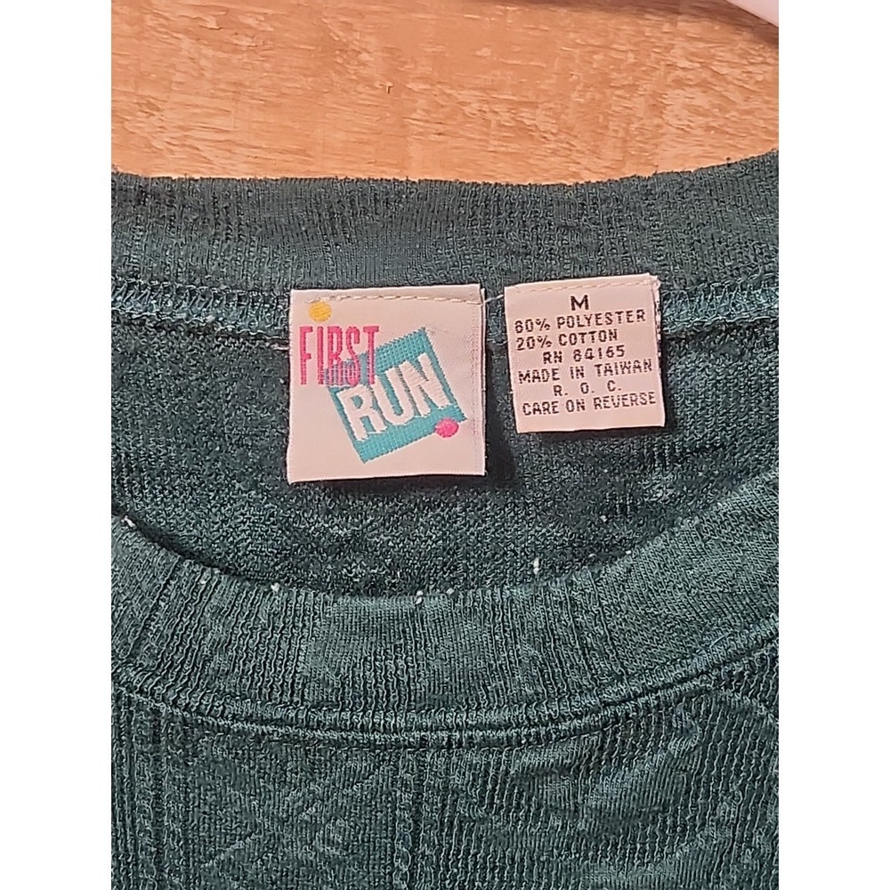 Vintage 90's First Run Green Sweater Size Medium - Picture 3 of 8